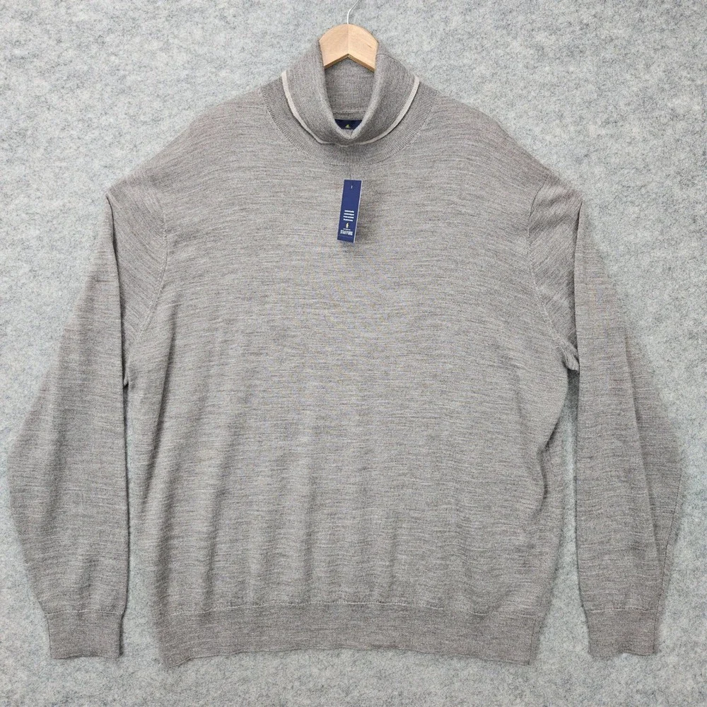 NEW Stafford Turtleneck Sweater Men's Taupe XXL Merino Wool Machine Washable NWT